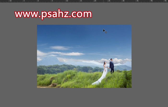 PS影楼后期教程：给外景拍摄的清新婚纱照加上蓝色的天空
