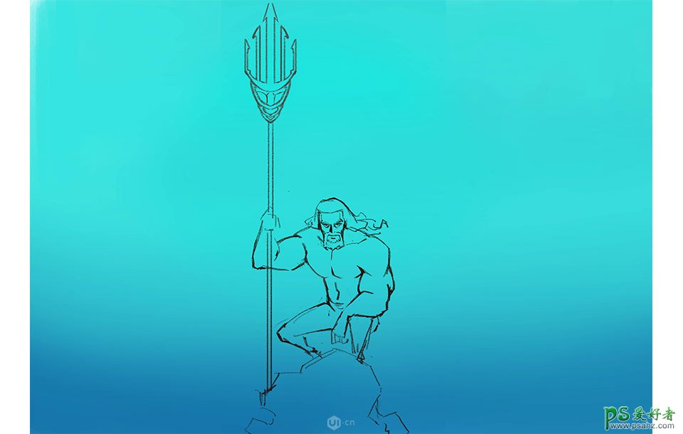 PS结合数位板绘制漂亮的DC海王插画作品，创意DC海王人物插画图片