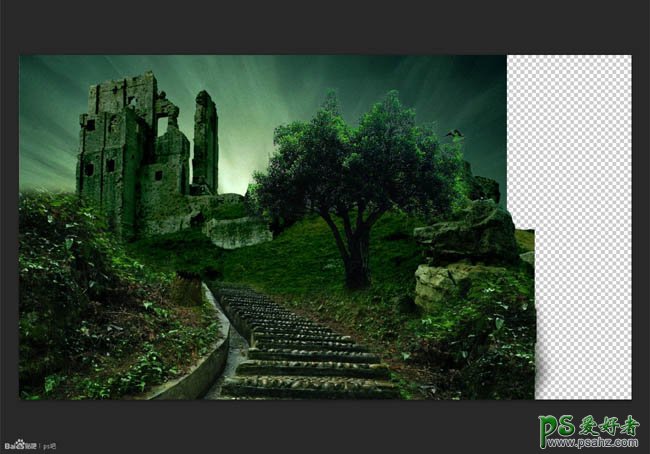 Photoshop合成灾难电影中阴森恐怖的古堡场景