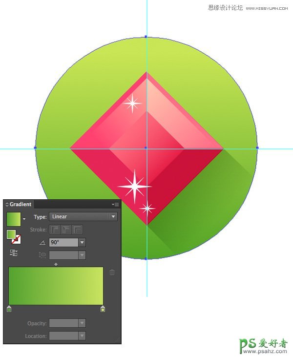 Illustrator图标绘制教程：制作扁平化风格的漂亮宝石图标失量图