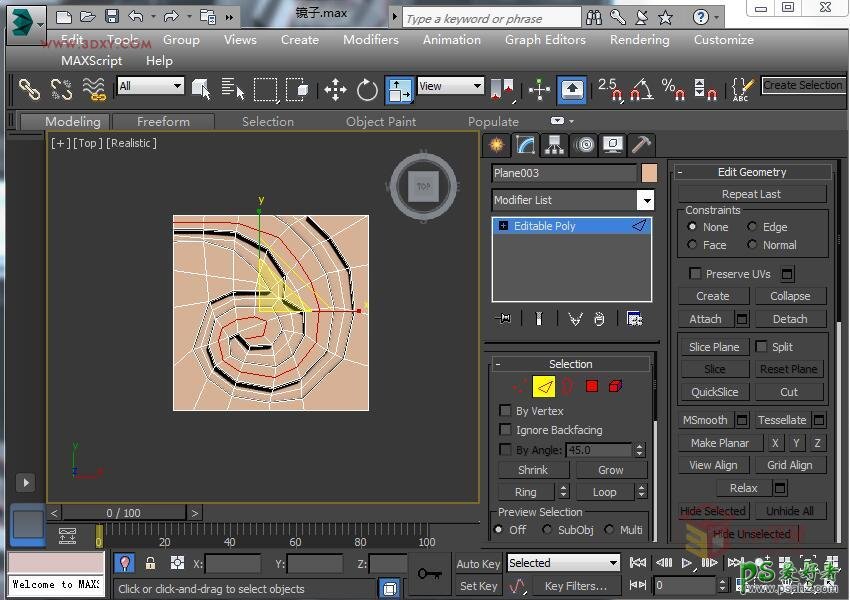 3DSMAX实例教程：学习制作精美的雕花圆镜效果图，雕花圆镜模型。