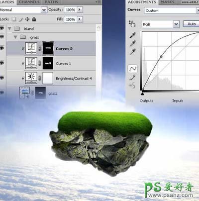 PS合成教程：创意合成飘浮在空中的梦幻小岛