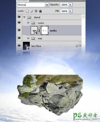PS合成教程：创意合成飘浮在空中的梦幻小岛