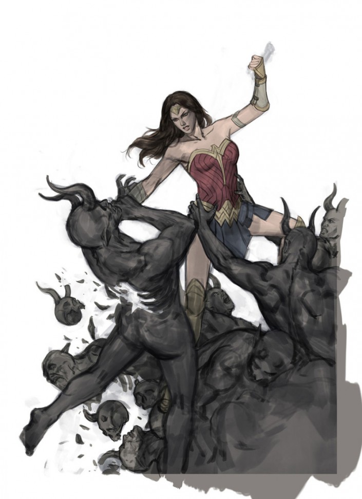 PS游戏插画制作教程：绘制神奇女侠游戏人物插画图片。
