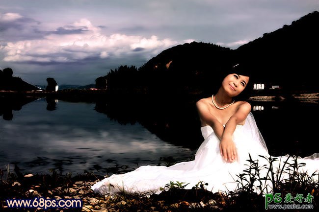 photoshop调出夜景性感美女婚纱照