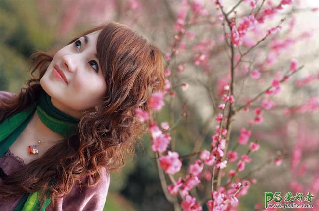 photoshop给春日清新少女写真照调出淡淡的粉红色