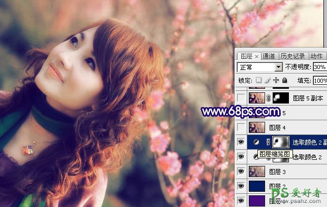 photoshop给春日清新少女写真照调出淡淡的粉红色