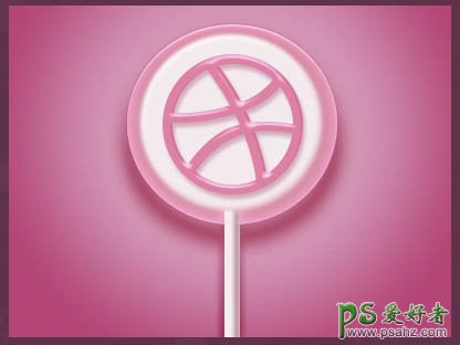 Photoshop制作可爱的棒棒糖失量图素材，粉色水晶质感的棒棒糖