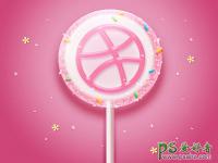 粉色水晶质感的棒棒糖 Photoshop制作可爱的棒棒糖失量图素材