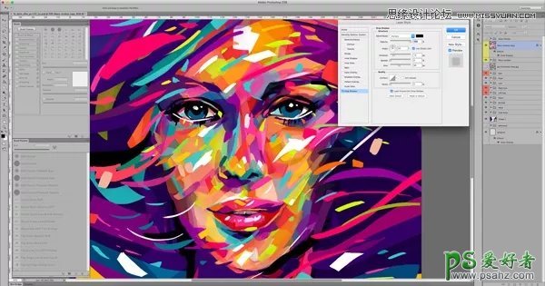 PS图片处理技巧教程：学习用图层和画笔工具制作个性抽象人物插画