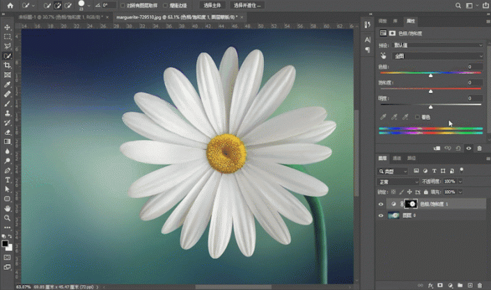 PS图片换颜色教程：给白色的花朵素材图换成五颜六色的效果。