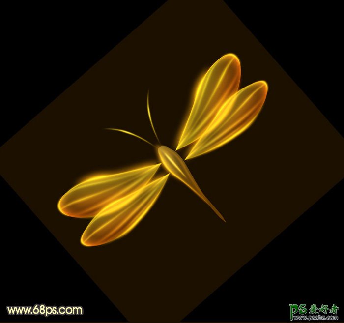 Photoshop手工制作梦幻光影效果的蜻蜓素材图，光发效果的火焰蜻