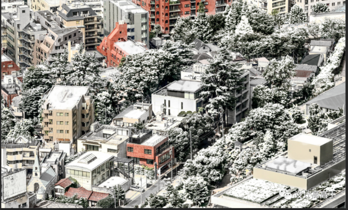 PS雪景效果照片制作：给城市风景照制作成冬季下雪效果。