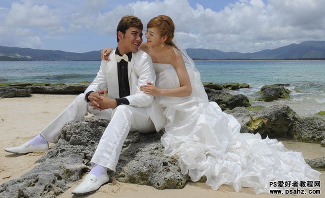 PS合成教程：创意合成唯美的彩虹岛情侣婚纱照片