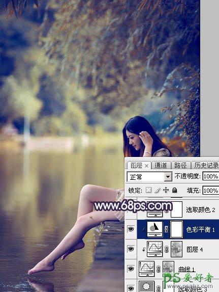 PS美女照片调色：跟平面设计师学习给女生写真照调出唯美蓝紫色