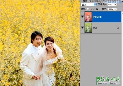 PS调色技巧教程：在LAB模式下给情侣婚片进行调色操作实例