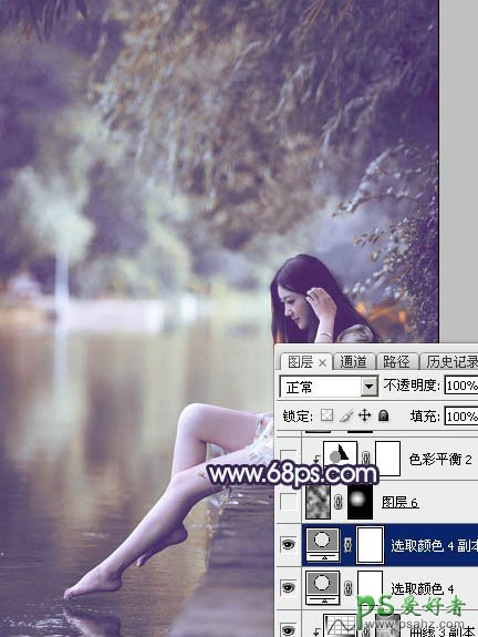 PS美女照片调色：跟平面设计师学习给女生写真照调出唯美蓝紫色