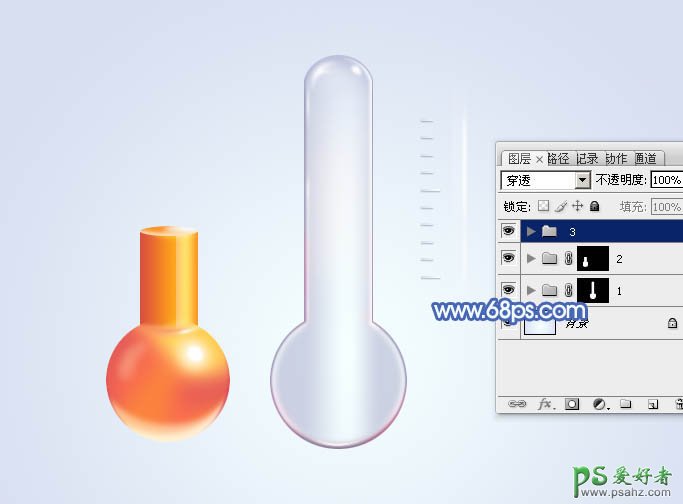 PS实例教程：制作一个逼真的温度计量杯失量素材图片
