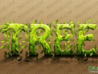 设计有树叶装饰的绿色立体浮雕字效果 ps文字特效教程