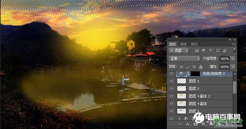 PHOTOSHOP摄影后期教程：利用素材图给水坝风景照制作出唯美的日