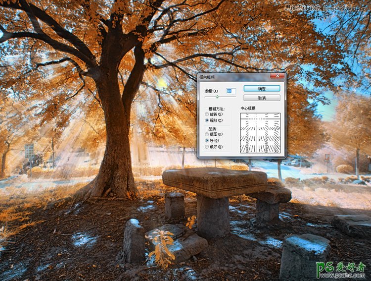 利用Photoshop软件给普通的大树风景照片制作出唯美的光线效果