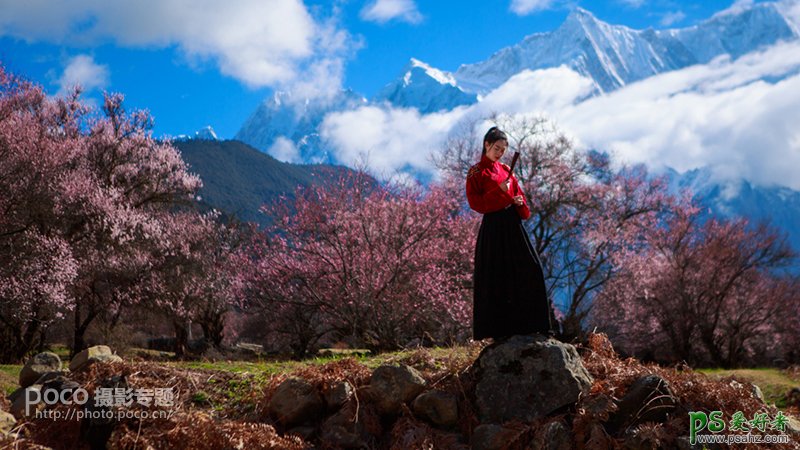 中国风人像PS后期教程：给灰暗画面的古装美女照片调出唯美通透效