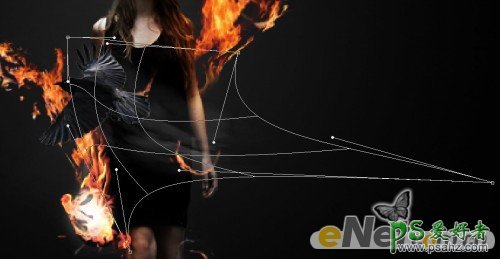 photoshop制作酷黑效果的火焰美女壁纸图片教程