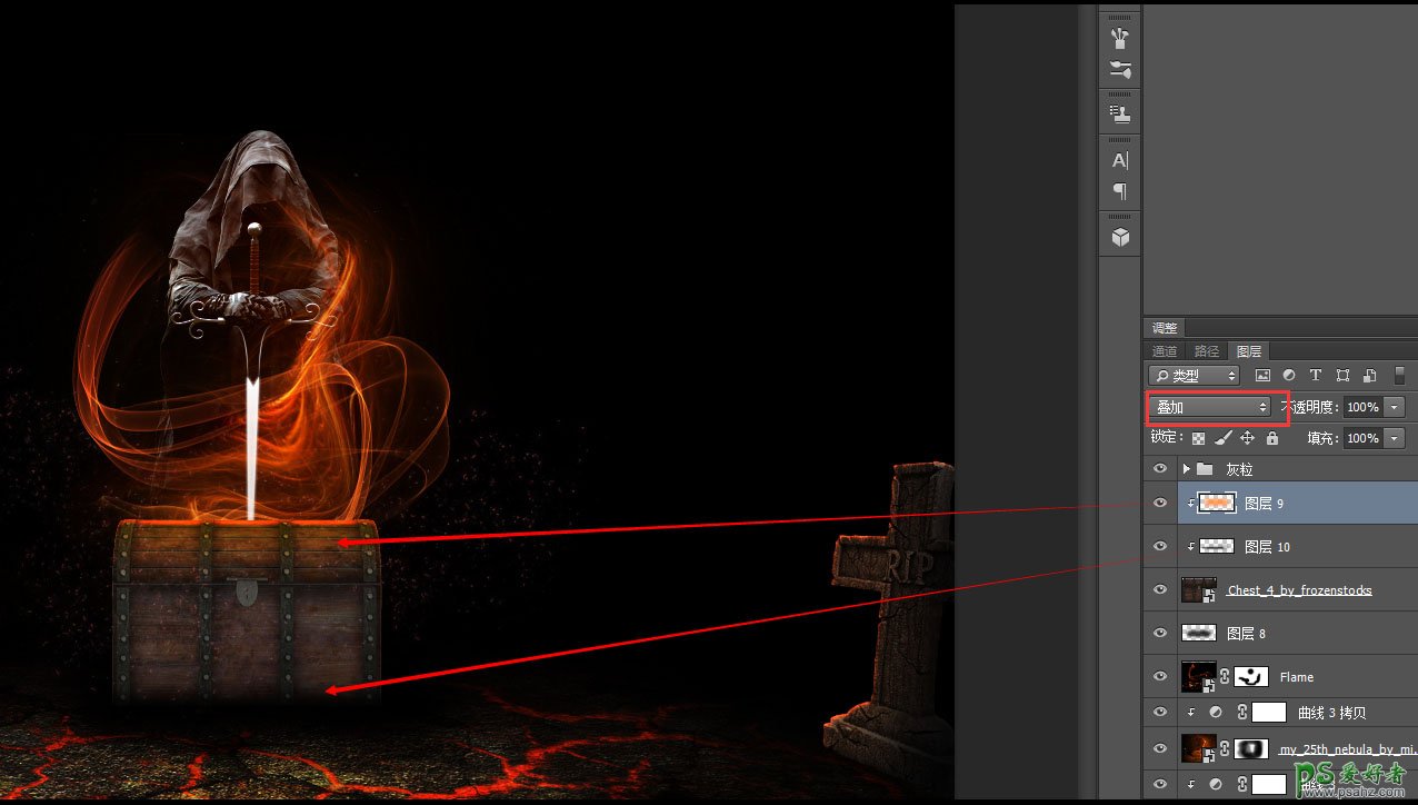 PS特效人物制作教程：设计超酷的火焰魔法师剑客海报图片