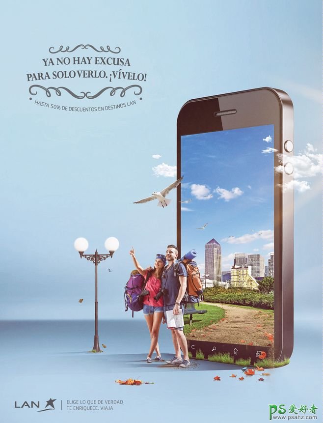 漂亮大气的高清智能手机海报设计作品，创意大屏智能手机宣传图片