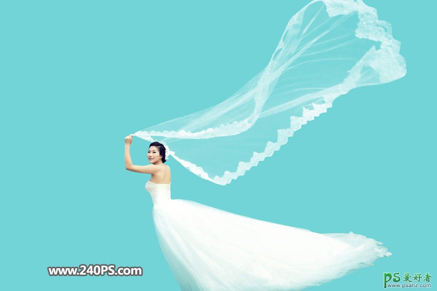 PS婚片后期抠图教程：利用通道工具完美的抠出美女海景婚纱照片。