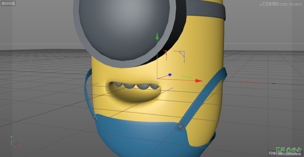 C4D模型制作教程：手工打造可爱呆萌的小黄人模型图片