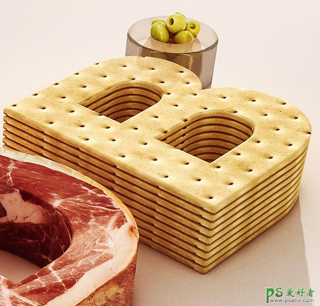 创意食品3D立体字设计作品，Sergio Duarte食品3D字体设计作品。