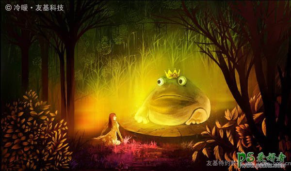 PS鼠绘教程：鼠绘梦境漂亮的青蛙王子与公主艺术插画