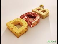 Sergio Duarte食品3D字体设计作品 创意食品3D立体字设计作品