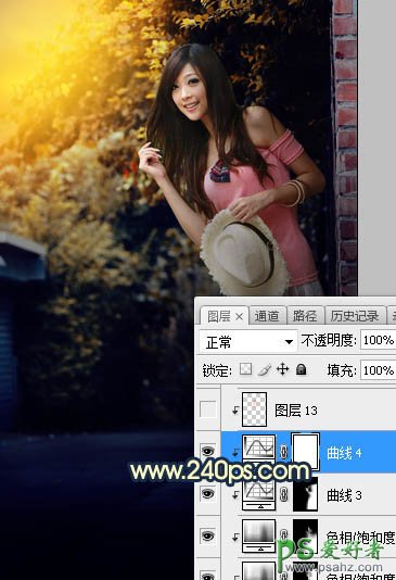 Photoshop给街景中拍摄的清纯唯美女生照片调出阳光晨曦效果