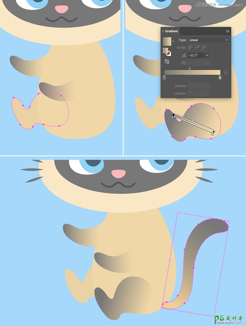 Illustrator绘制可爱的卡通猫咪插画图片，卡通萌萌风格的猫咪图