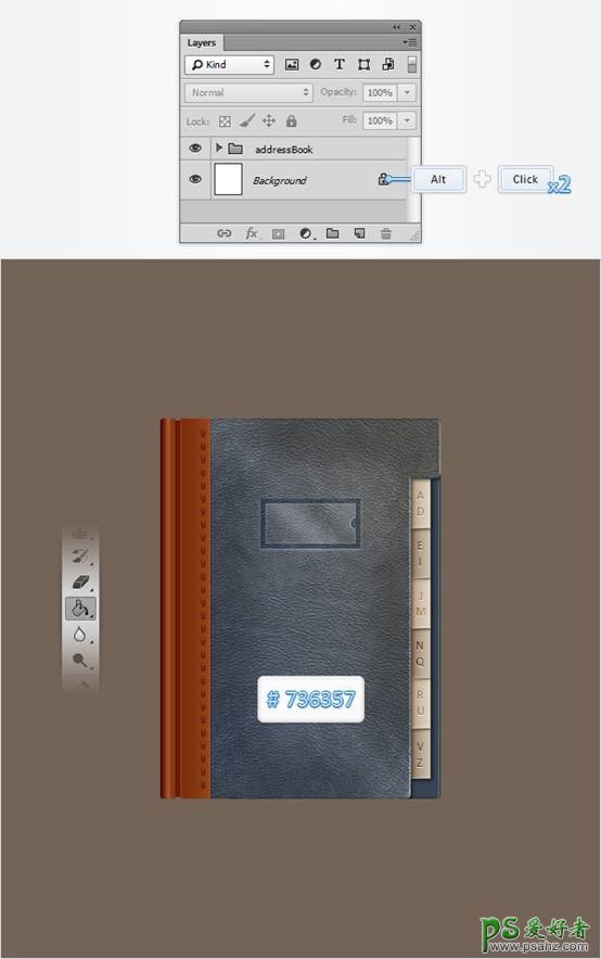 真皮质感PS鼠绘实例教程：绘制一本逼真的古典皮质电话本 记事本