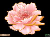 手绘漂亮大气的粉红色牡丹花图案素材 PS花朵图案制作教程