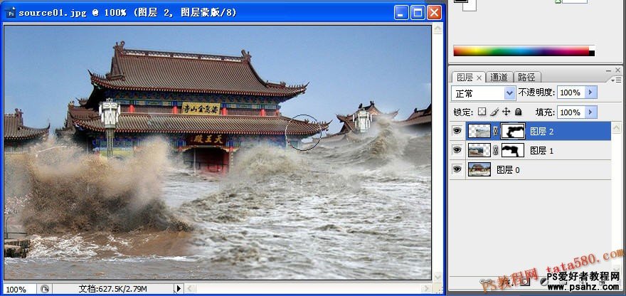 photoshop合成影视作品中的水漫金山寺的场景特效