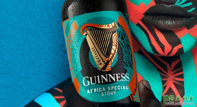 非洲特色Guinness啤酒创意视觉设计作品，非洲个性啤酒宣传海报。