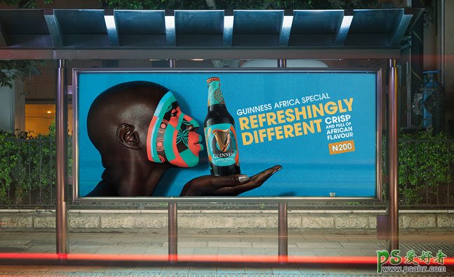 非洲特色Guinness啤酒创意视觉设计作品，非洲个性啤酒宣传海报。