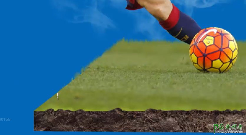 Photoshop设计简洁大气的梅西足球海报，足球明星梅西运球海报图