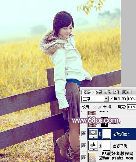 PS调色教程：给清纯的秋景美女图片调出清爽的暖色调