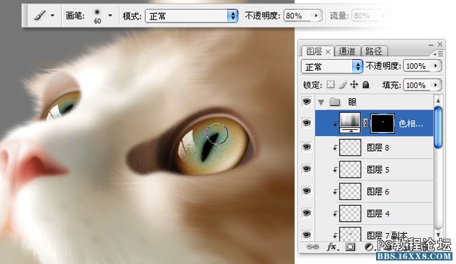 Photoshop鼠绘可爱的小猫素材图,手绘毛绒质感小猫案例。