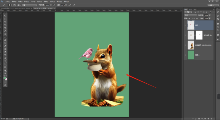 PS合成教程：创意打造一幅生动有趣的鸟与松鼠的合成图片。
