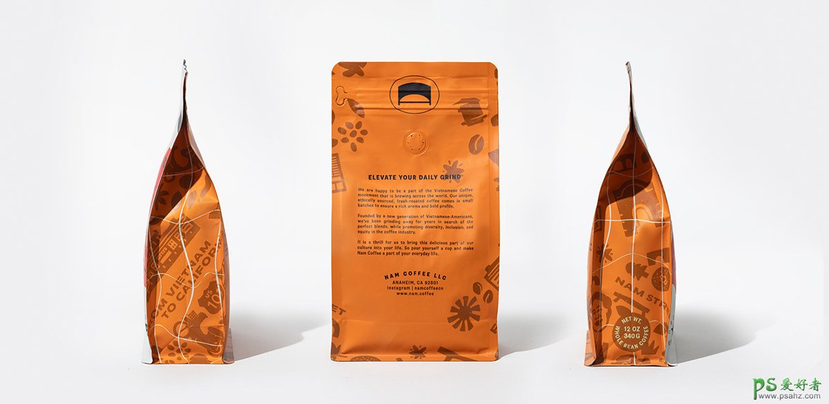 国外咖啡品牌包装设计作品欣赏，NAM Coffee咖啡品牌设计。