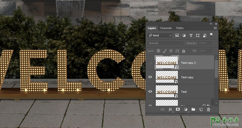 利用新版PS软件中的3D工具制作立体风格的矩阵LED字体，LED字效