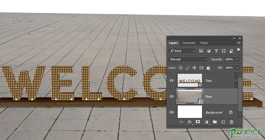 利用新版PS软件中的3D工具制作立体风格的矩阵LED字体，LED字效