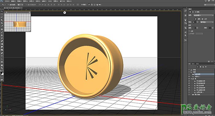 Photoshop CC版3D工具手绘古典金属闹钟，可爱的金属质感小闹钟失