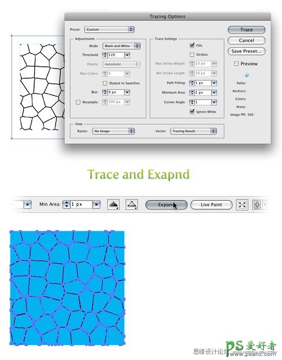 Illustrator纹理素材制作教程：创建逼真的蓝色水波纹纹理教程